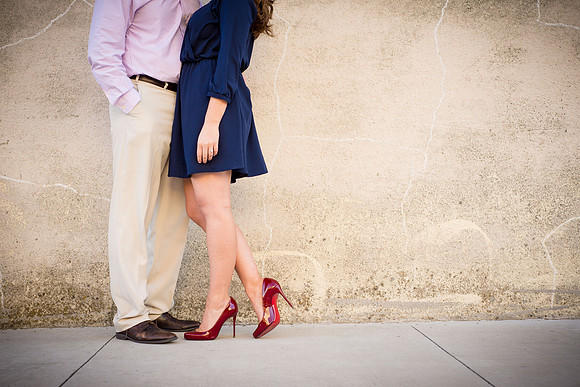 Morgan and Bo during their engagement session in Downtown McKinney, Texas.