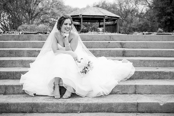 Gorgeous Morgan waits for her groom at the Fort Worth Botanical Gardens.