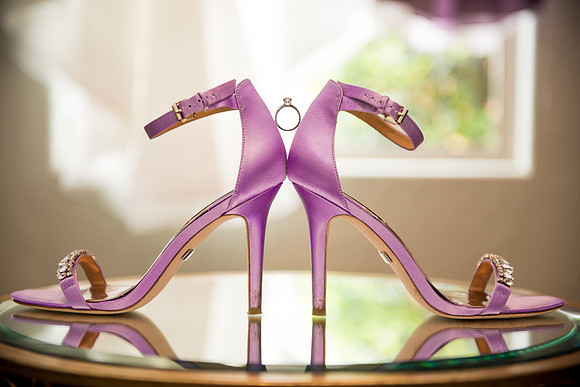 Beautiful colorful shoes for the bride at the Chapel at Ana Villa in The Colony, Texas.