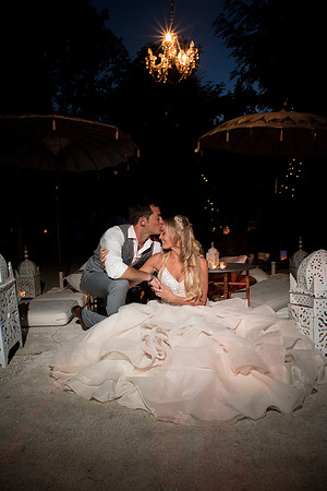 Bride and Groom enjoying the evening at El Cortijo De Los Caballos in Estepona, Spain